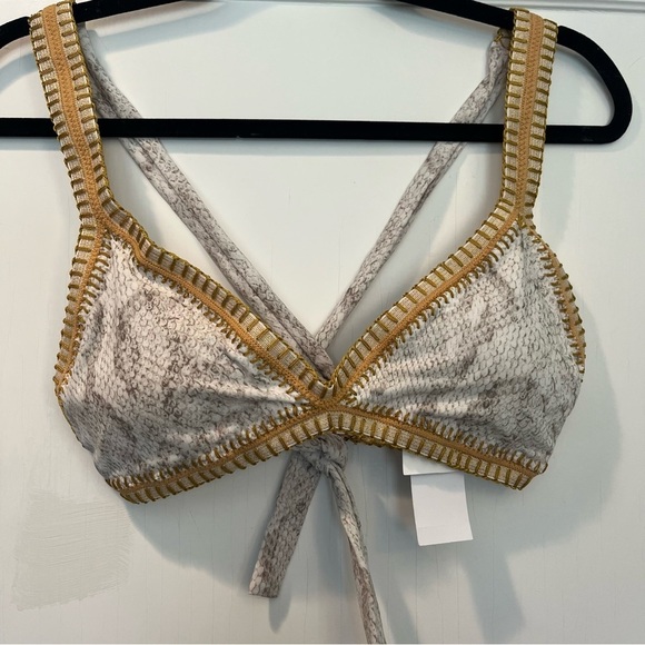 Platinum Inspired by Solange Ferrarini Cobra Crochet Trim Swim Bikini Top Size D - Picture 4 of 9